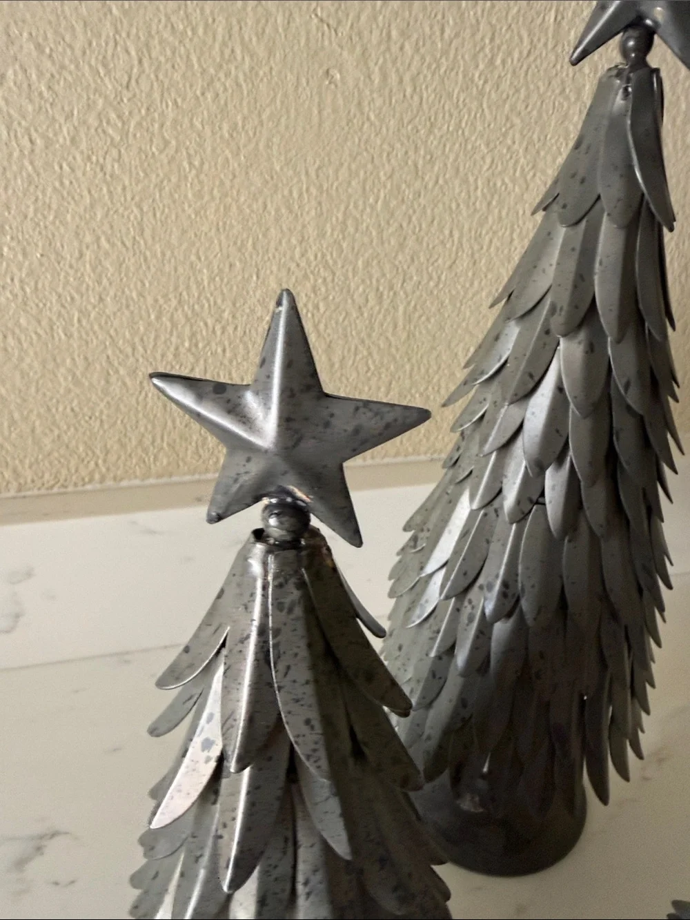 Pottery Barn Galvanized Metal Christmas Trees with Stars Set of 3